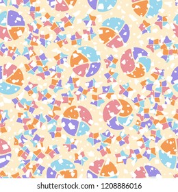 Seamless pattern. Broken circles and stars.