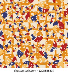 Seamless pattern. Broken circles and stars. Background from the network.