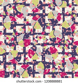 Seamless pattern. Broken circles and stars. Background from the network.