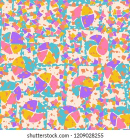 Seamless pattern. Broken circles and stars. Background from a grate full of holes.