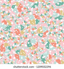 Seamless pattern. Broken circles and stars. Background from a chaotic lattice.