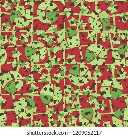 Seamless pattern. Broken circles and stars on the background of the curve of the lattice.
