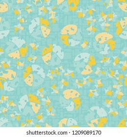 Seamless pattern. Broken circles and stars on the background of different rectangles.