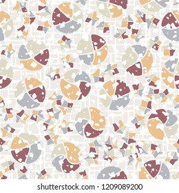 Seamless pattern. Broken circles and stars on the background of different rectangles.