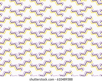 Seamless pattern with broken lines. Geometric elements memphis in the style of 80's. Vector illustration