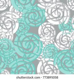 Seamless pattern. Broken spirals. Five-color texture. Camouflage.