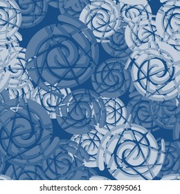 Seamless pattern. Broken spirals. Five-color texture. Camouflage.