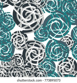 Seamless pattern. Broken spirals. Five-color texture. Camouflage.