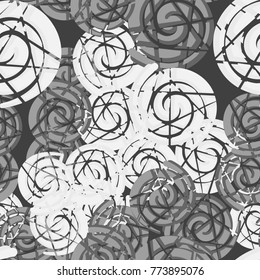 Seamless pattern. Broken spirals. Five-color texture. Camouflage.
