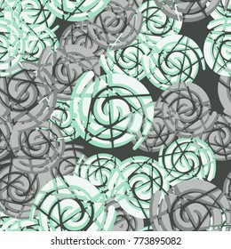 Seamless pattern. Broken spirals. Five-color texture. Camouflage.