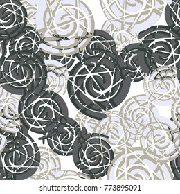Seamless pattern. Broken spirals. Five-color texture. Camouflage.