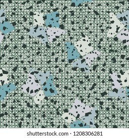 Seamless pattern. Broken stars. Background of radial squares.