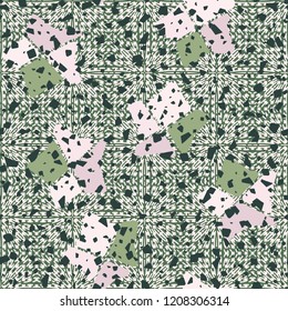 Seamless pattern. Broken stars. Background of radial squares.