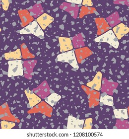 Seamless pattern. Broken stars on an abstract background.