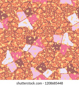 Seamless pattern. Broken stars. On the background of the texture consisting of a variety of five-pointed stars.