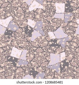 Seamless pattern. Broken stars. On the background of the texture consisting of a variety of five-pointed stars.