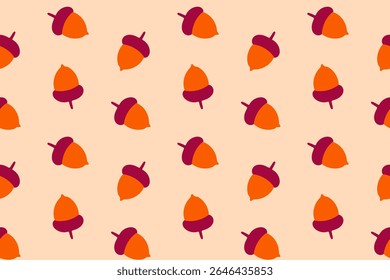 Padrão sem costura com bolotas marrons no fundo bege para embalagem de outono, design de superfície e papel de embalagem