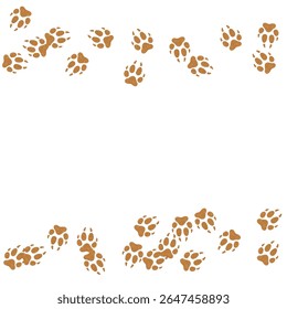Seamless pattern of brown animal paw prints on white background. Perfect for pet-themed designs, wrapping paper, fabric, kids crafts, and playful decor. Clean, versatile, and fun!