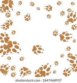 Seamless pattern of brown animal paw prints on white background. Perfect for pet-themed designs, wrapping paper, fabric, kids crafts, and playful decor. Clean, versatile, and fun!