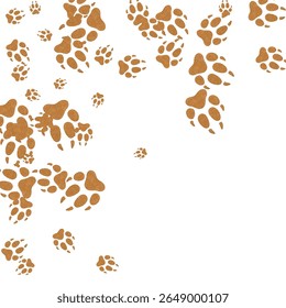 Seamless pattern of brown animal paw prints on white background. Perfect for pet-themed designs, wrapping paper, fabric, kids crafts, and playful decor. Clean, versatile, and fun!