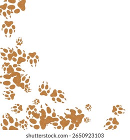 Seamless pattern of brown animal paw prints on white background. Perfect for pet-themed designs, wrapping paper, fabric, kids crafts, and playful decor. Clean, versatile, and fun!