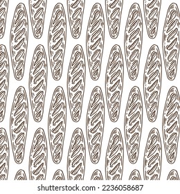 Seamless pattern with brown baguettes isolated on white background