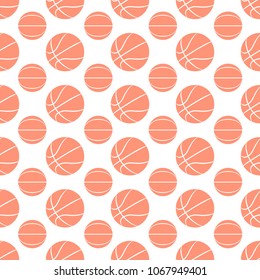 Seamless pattern with brown basketballs on white background. Good for advertising sports ads, posters and websites.