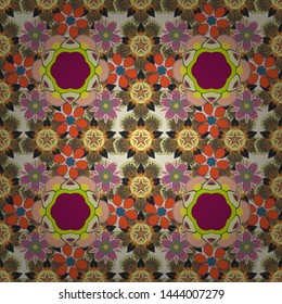 Seamless pattern with brown, beige and orange elements. A vector ornament in east style. Design for the text, invitation cards, various printing editions.