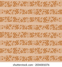 Seamless pattern with brown boho flowers