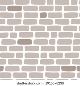 Seamless pattern with brown bricks on a white background. Brick wall.