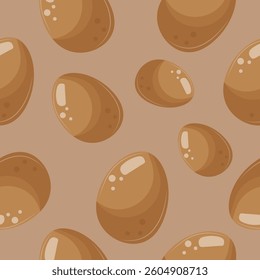 seamless pattern with brown chicken egg icons on brown background, for various simple designs and patterns