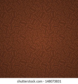 Seamless pattern in brown colors made of abstract coffee beans