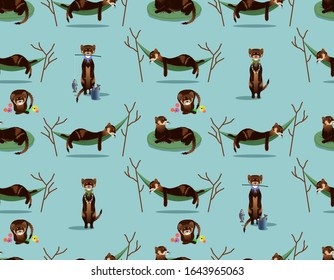 SEAMLESS PATTERN WITH BROWN FERRETS IN VECTOR