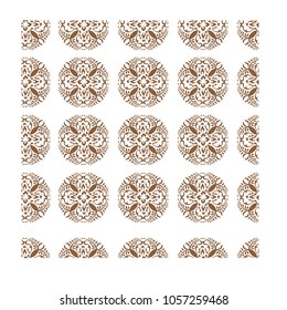 seamless pattern brown flora  on white background. 