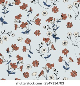 Seamless pattern with brown flowers