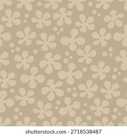 Nahtloses Muster braune Blumen abstrakter Retro-Stil. Vektorgrafik