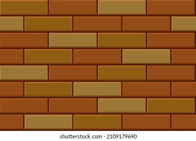 Patrón incomparable de fondo de pared de ladrillo horisontal marrón. Ilustración plana vectorial. Baldosas de diseño para edificios al aire libre, interiores, cocina, baño, EPA 