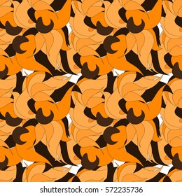 seamless pattern in brown and orange colors. Abstract autumn leaves. Stylish pattern for fabrics, dresses, wallpapers and designs in retro style 