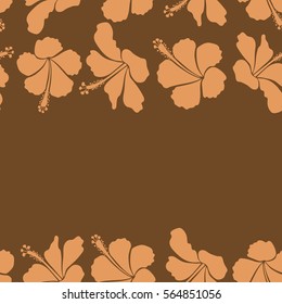 Seamless pattern with brown and orange flowers and copy space. Horizontal floral watercolor seamless background. Vector textile print for bed linen, jacket, package design, fabric and fashion concepts