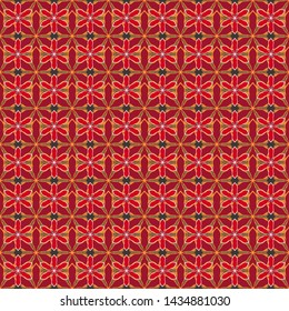 Seamless pattern in brown, orange and red colors. Cute seamless floral vector pattern in the small flower.
