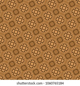 Seamless pattern with brown ornament tiles