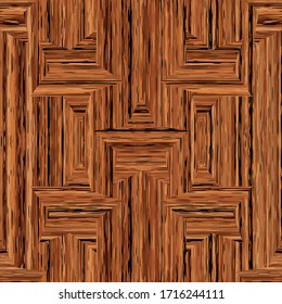 Seamless pattern. Brown parquet with embedded five-pointed star.
