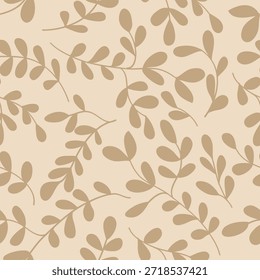 Patrón sin fisuras Silueta marrón Hojas Botánico Elemento decorativo Antiguas. Ilustración vectorial