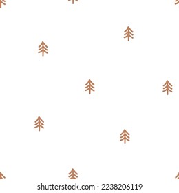 Seamless pattern with brown small tree