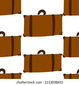 seamless pattern brown suitcase. Fabric, paper design