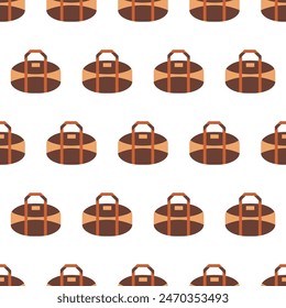 Seamless pattern with brown suitcases. Abstract repeating summer background for Traveling banner. Flat vector illustration isolated on white. Vacation or tourism concept