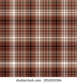Seamless pattern in brown, white and black colors for plaid, fabric, textile, clothes, tablecloth and other things. Vector image. 