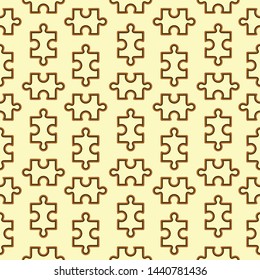 Seamless pattern with brown wooden puzzle on beige background.Geometric print for fabric,wrapping paper,wallpaper,planners,mugs,background for your design