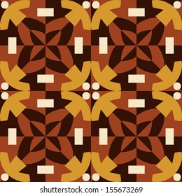 Seamless pattern in brown and yellow colors. Made from stylistic man figures.