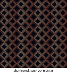 Seamless pattern of brown and yellow squares on a black background	